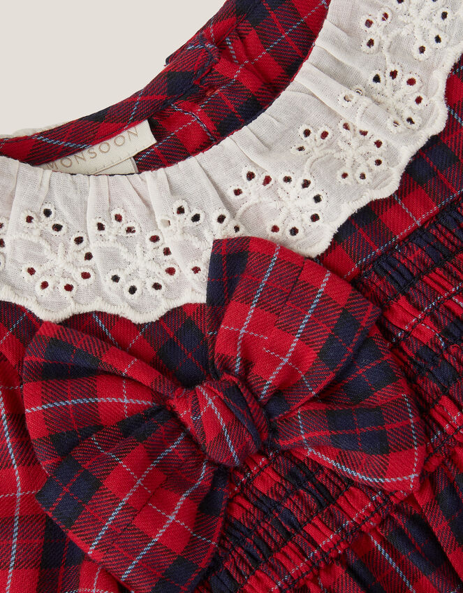 Newborn Tartan Romper & Tights Set, Red (RED), large