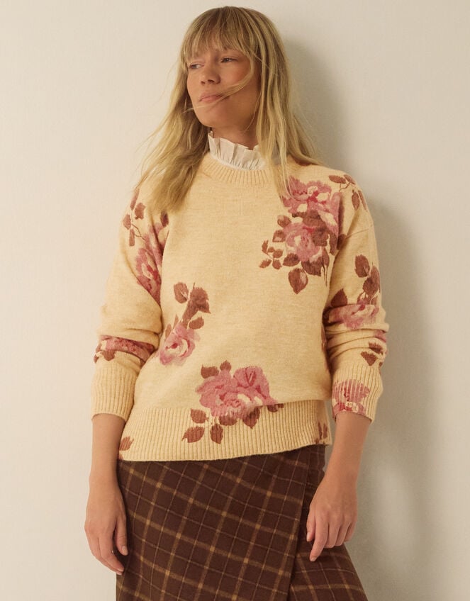 Bianca Floral Print Jumper, Cream (CREAM), large