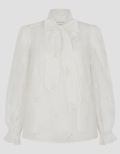 Mae Organza Pussybow Blouse, Ivory (IVORY), large