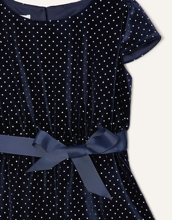 Nora Studded Velvet Playsuit, Blue (NAVY), large