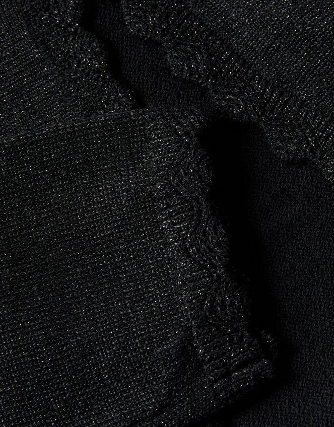 Maeve Sparkle Scallop Cardigan, Black (BLACK), large