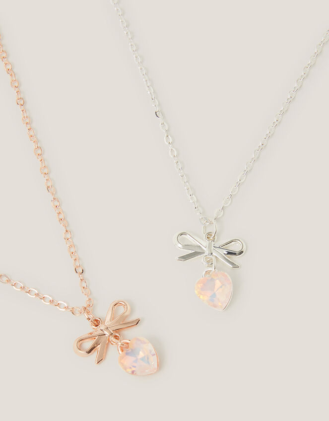 2-Pack Bow Heart Gifting Necklaces, , large