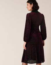 Helena Stretch Heart Devore Dress, Black (BLACK), large