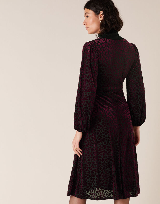 Helena Stretch Heart Devore Dress, Black (BLACK), large