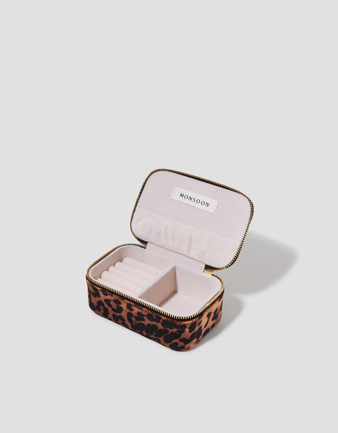 Leopard Print Velvet Jewelry Box, , large