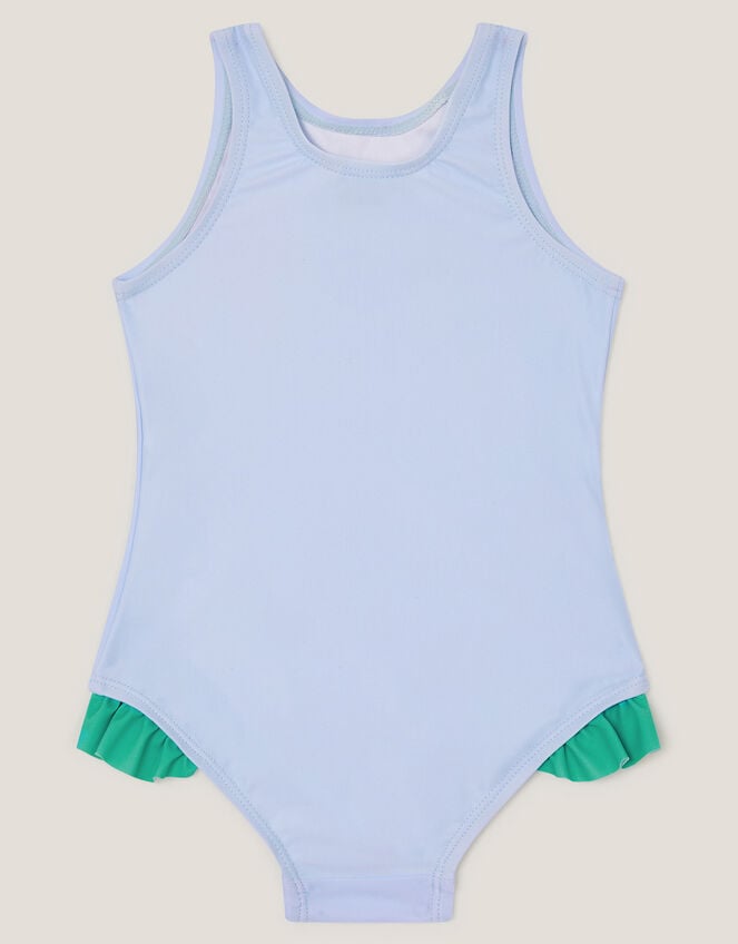 Baby Turtle Applique Swimsuit, Blue (BLUE), large