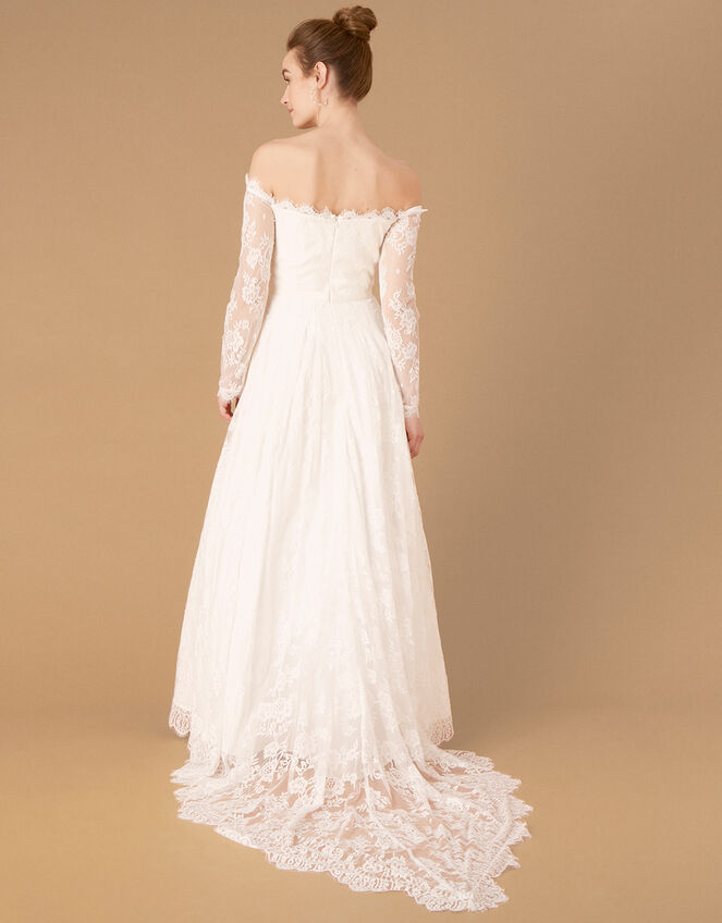 Cecily Bridal Bardot Lace Maxi Dress, Ivory (IVORY), large