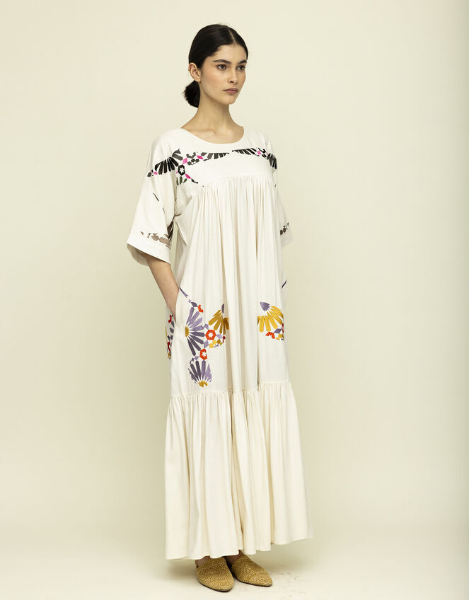 Tallulah & Hope Zoe Embroidered Maxi Dress, Camel (OATMEAL), large