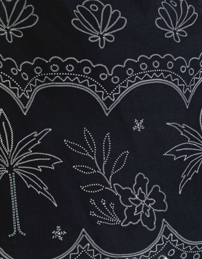 Palm Embroidered Top & Shorts Set, Black (BLACK), large