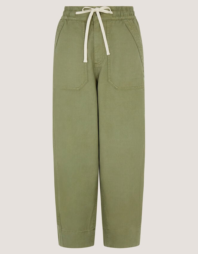 Megan Cropped Barrel Trousers, Green (KHAKI), large