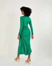 Ruched Side Jersey Dress, Green (GREEN), large