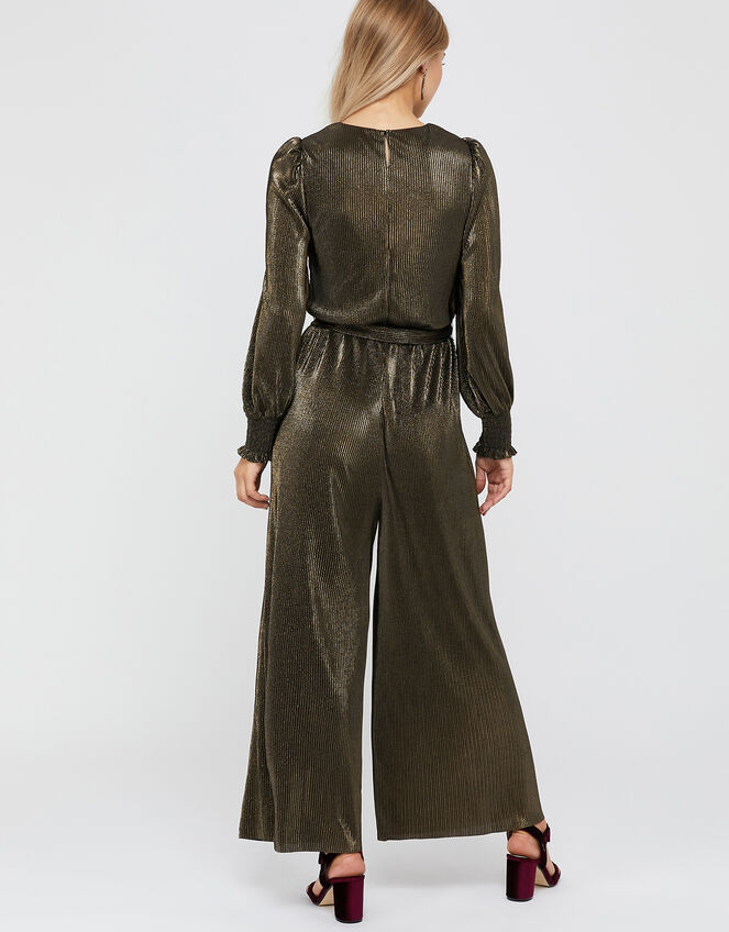 Lillian Plisse Jersey Jumpsuit, Gold (GOLD), large