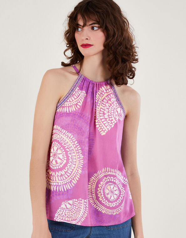 Tie Strap Print Cami Top in LENZING™ ECOVERO™, Purple (LILAC), large