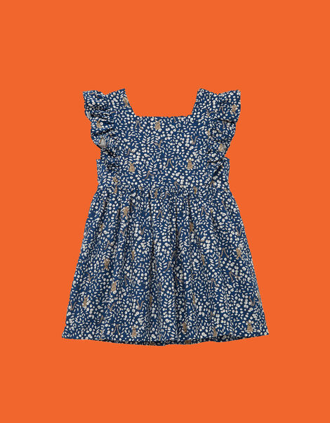 Trotters Lula Bunny Ruffle Corduroy Dress Blue, Blue (NAVY), large