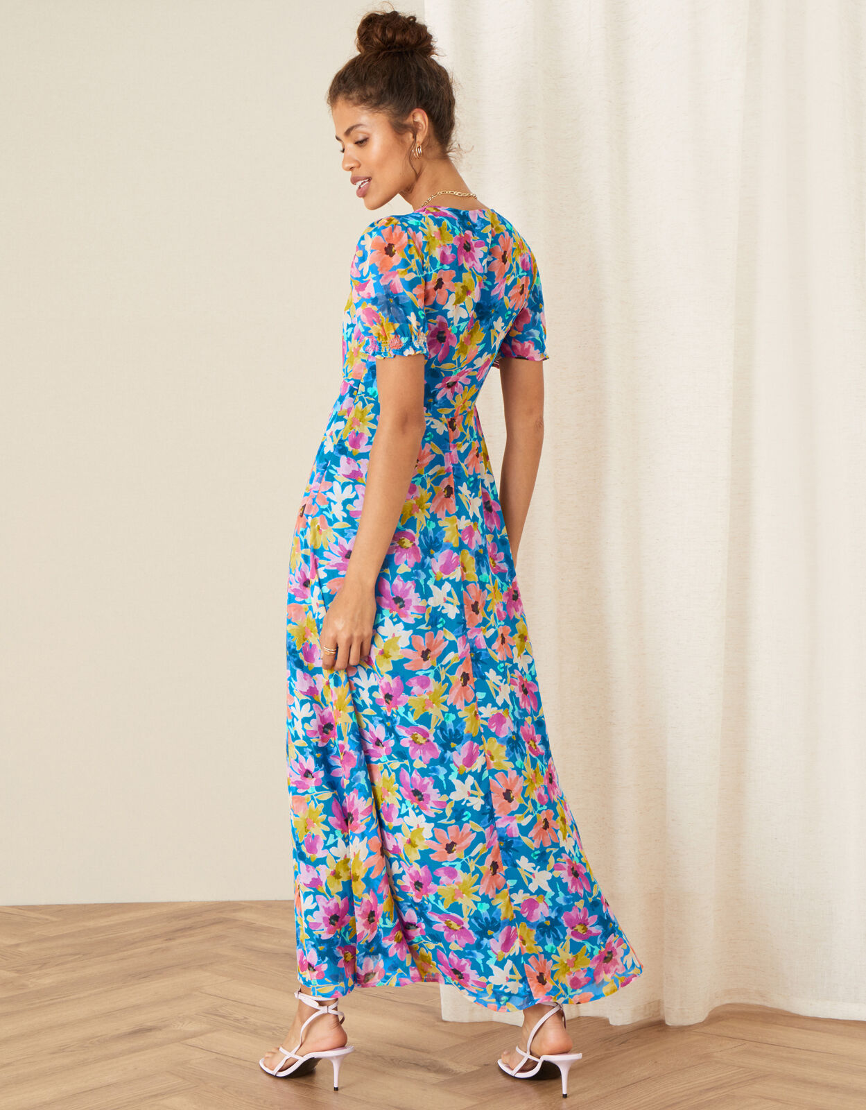 Shirrin Floral Tea Dress Blue Monsoon Global Navigation Catalog