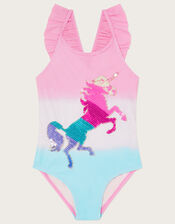 Sequin Unicorn Swimsuit, Pink (PINK), large