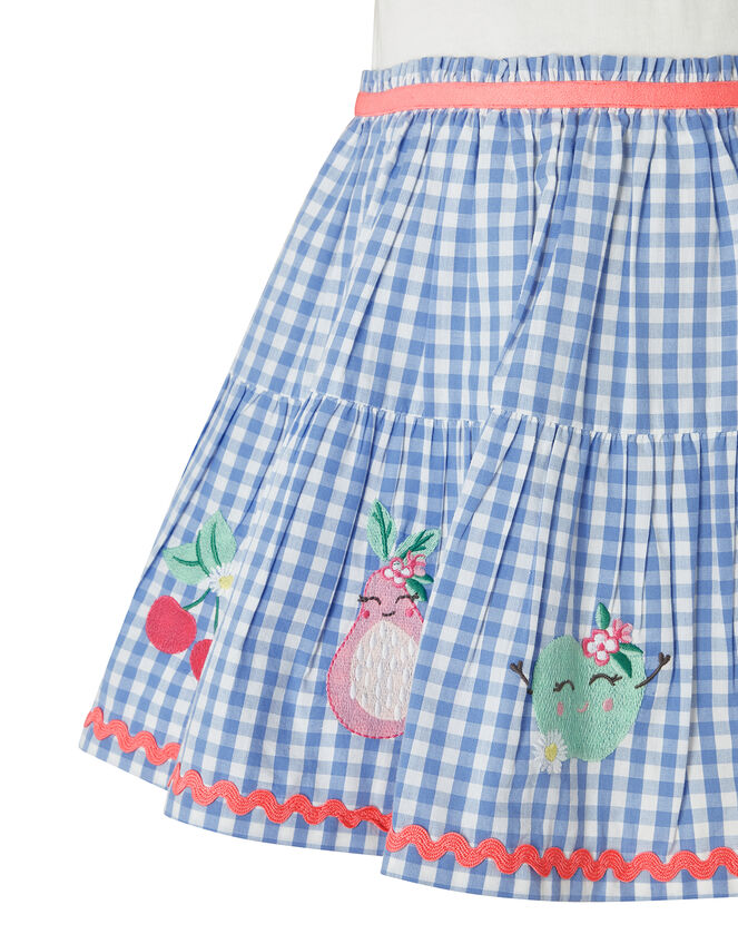 Baby Molly 2-in-1 Gingham Dress with Fruit Embroidery, Blue (BLUE), large