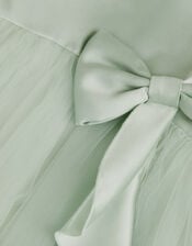 Winnie Satin Bow Party Dress, Green (SAGE), large
