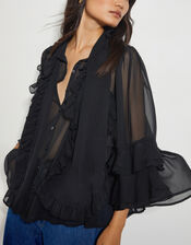 Anais Ruffle Blouse, Black (BLACK), large