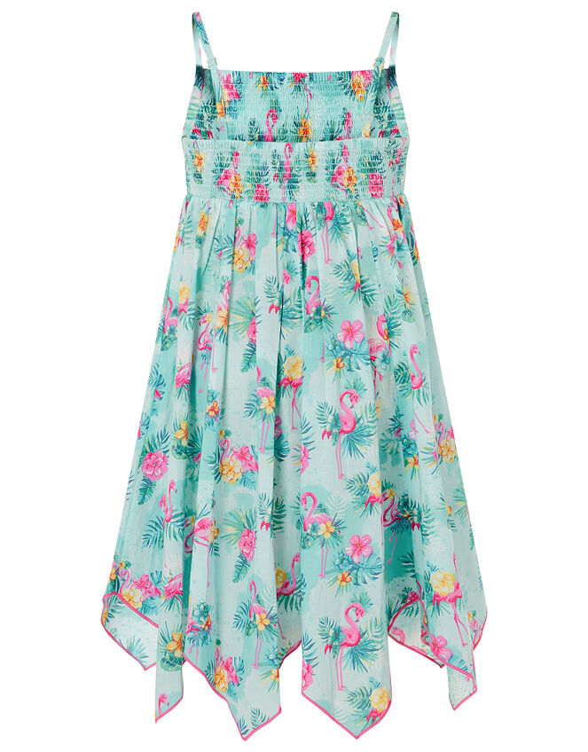 Flamingo Dress in Organic Cotton, Blue (AQUA), large