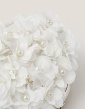 Appliqué Floral Cluster Clip Frame Bag, Ivory (IVORY), large