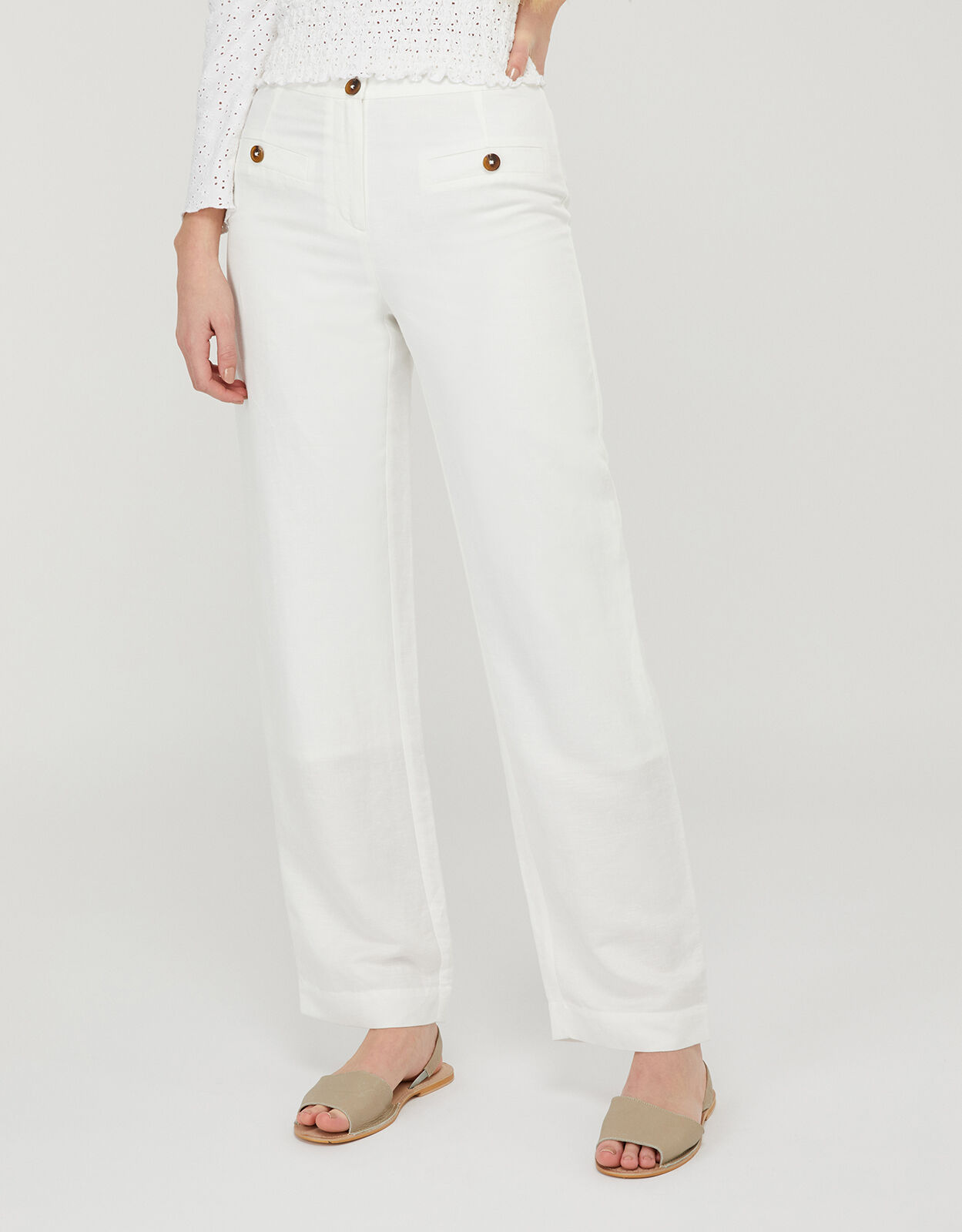 Monsoon white online linen trousers