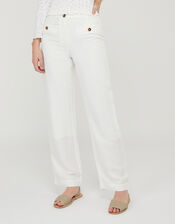 Charlotte Regular-Length Trousers in Linen Blend, White (WHITE), large