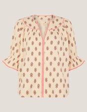 Laurie Floral Print Jersey Top, Ivory (IVORY), large