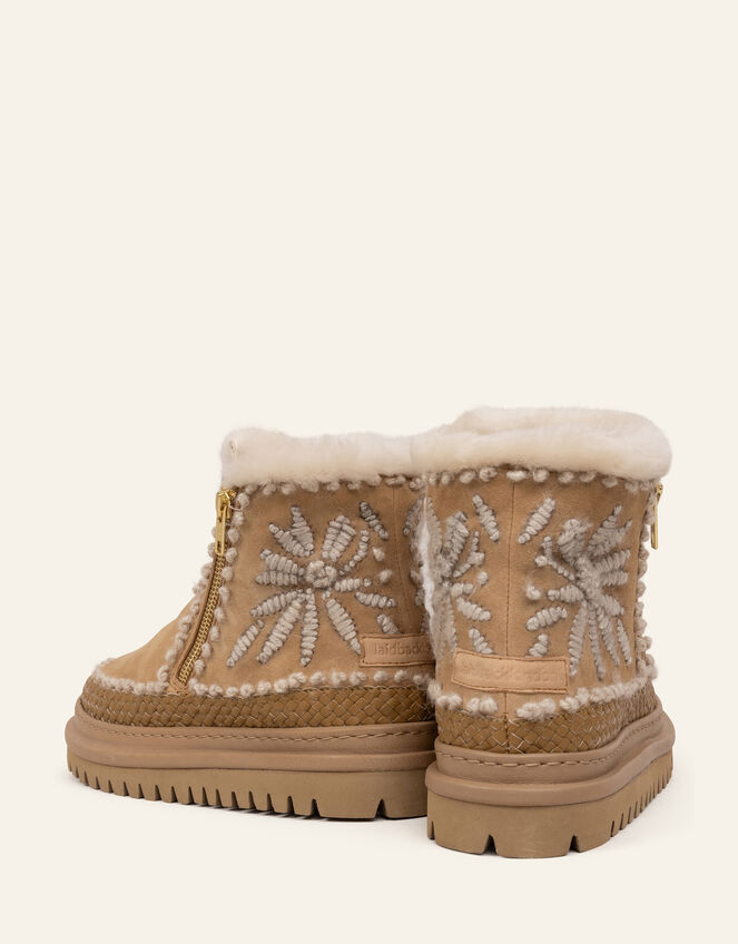 Laidback London Setsu Floral Suede Ankle Boots, Camel (BEIGE), large