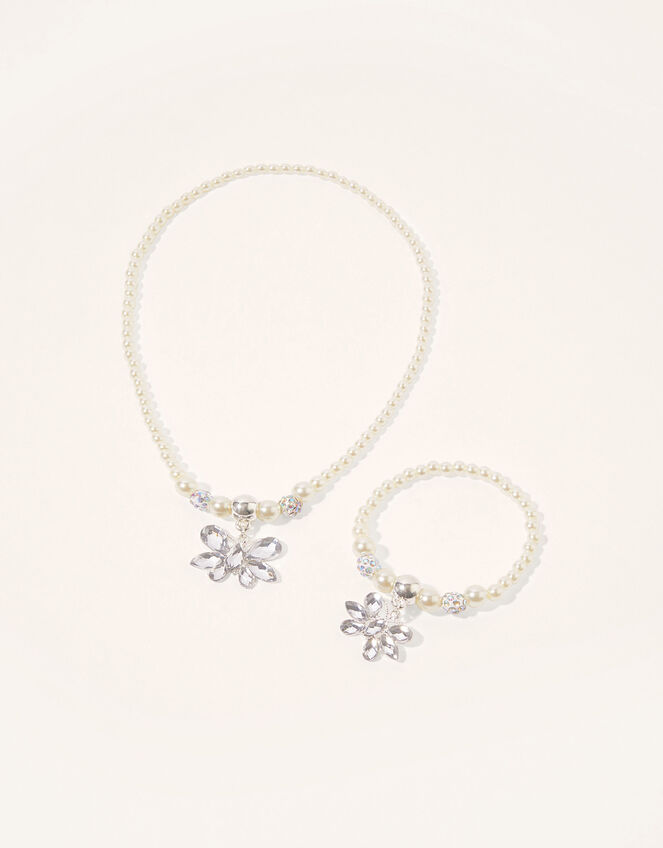 Butterfly Pearl Necklace and Bracelet , , large