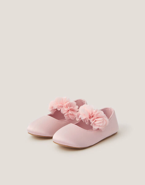 Baby Flower Pom Pom Walker Shoes, Pink (PINK), large