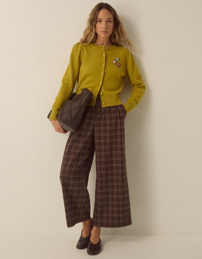 Blair Brooch Knit Cardigan, Green (CHARTREUSE), large