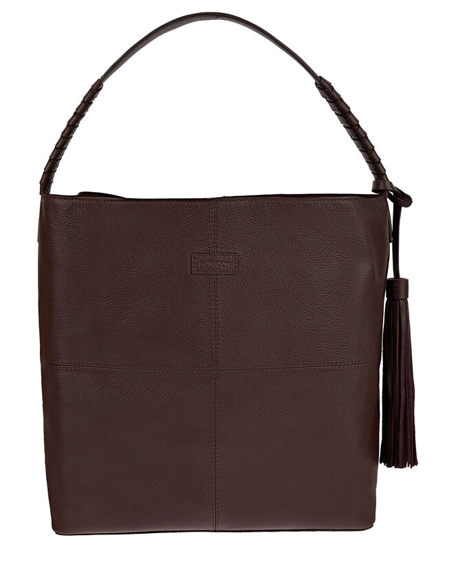 Tassel Hobo Leather Bag, , large