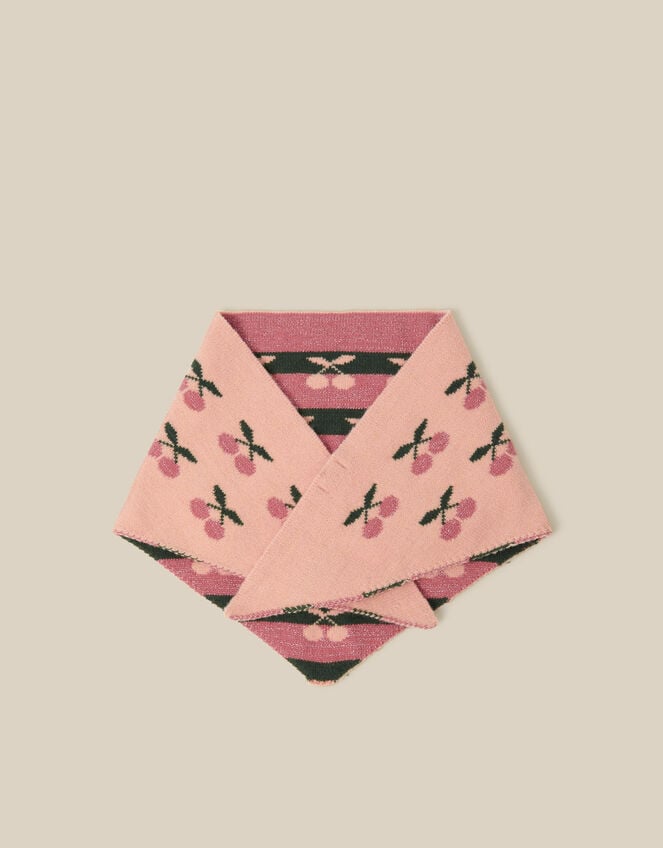 Cherry Knitted Triangle Scarf, , large
