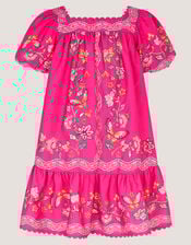 Ariella Sequin Print Scallop Trim Dress, Pink (PINK), large