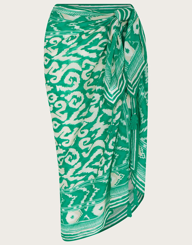 Ikat Print Sarong, Green (GREEN), large