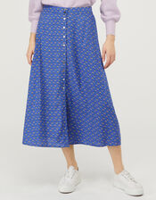 Rhiannon Floral Midi Skirt in LENZING&trade; ECOVERO&trade;, Blue (BLUE), large