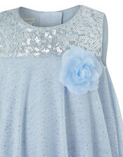 Baby Ella Sequin Shimmer Swing Dress, Blue (PALE BLUE), large