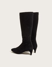 Long Slouch Suede Boots, Black (BLACK), large