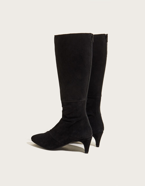 Long Slouch Suede Boots, Black (BLACK), large