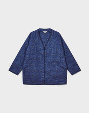East Emelia Floral Quilted Jacket, Blue (NAVY), large