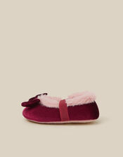 Baby Faux Fur Lined Ballet Slippers, Red (BURGUNDY), large
