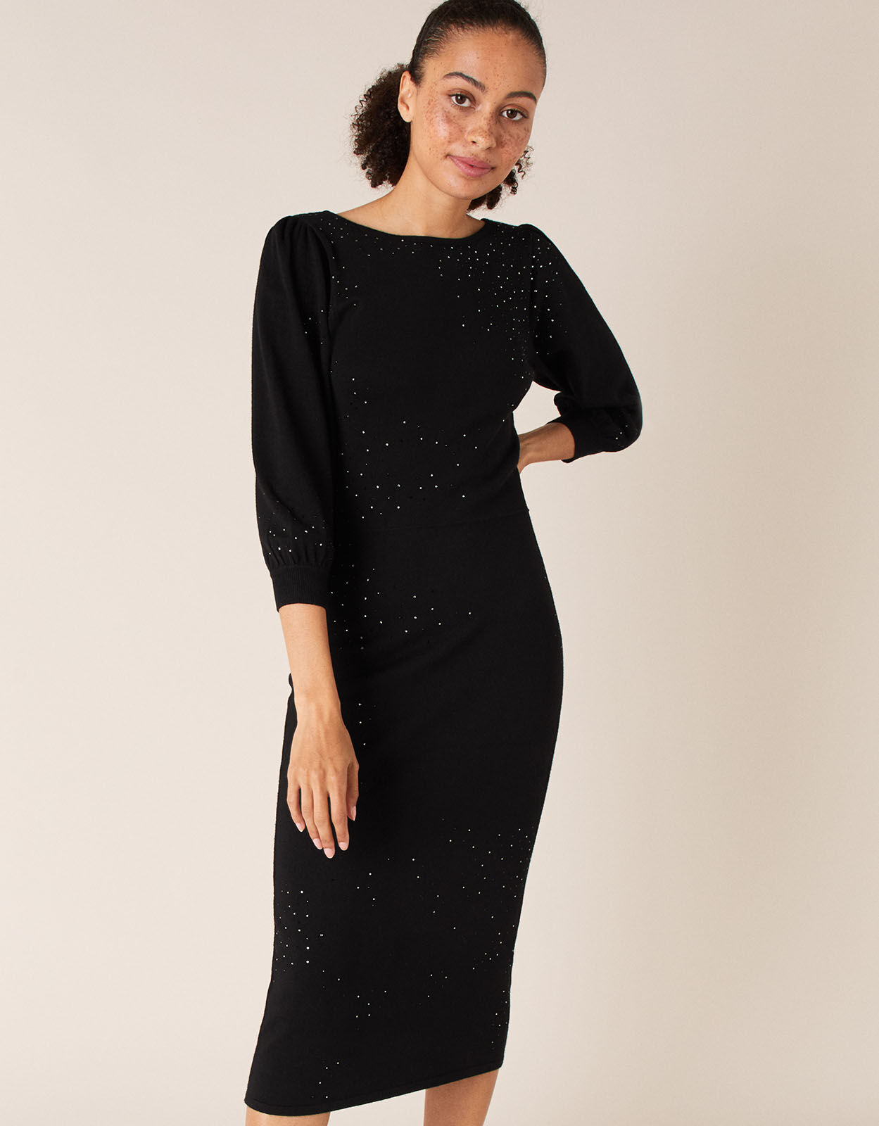 Monsoon black knitted dress top