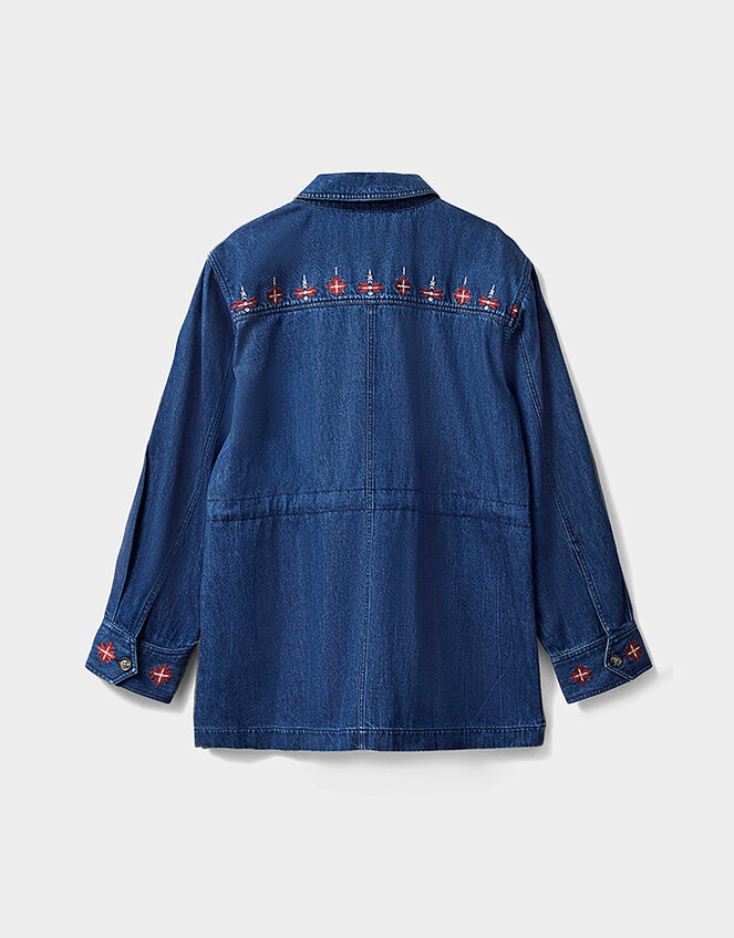 East Marion Indigo Denim Embroidered Jacket, Blue (DENIM), large