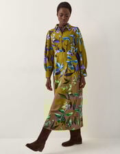Sonya Floral Print Midi Dress, Green (KHAKI), large