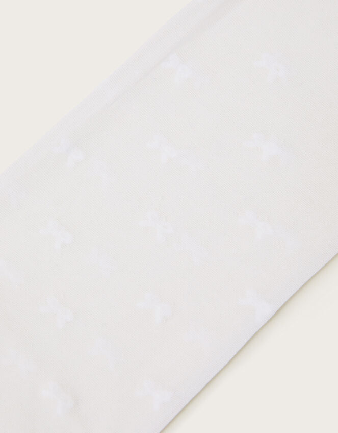 Semi-Sheer Bow Tights, White (WHITE), large