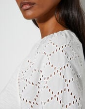 Fifi Broderie Long Sleeve Top, Ivory (IVORY), large