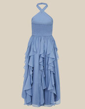 Arizona Halter Ruffle Prom Dress, Blue (PALE BLUE), large