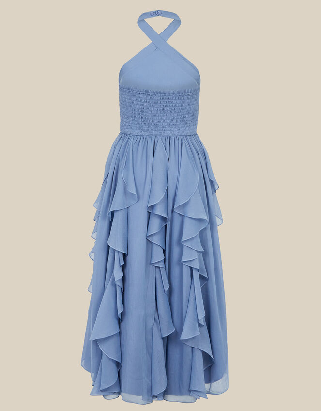 Arizona Halter Ruffle Prom Dress, Blue (PALE BLUE), large