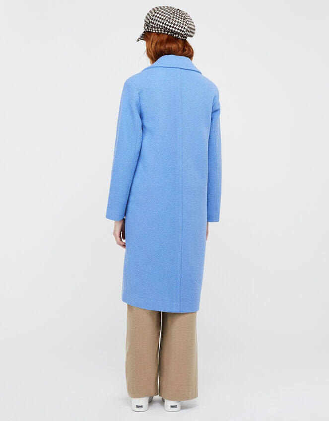 April Long Textured Coat, Blue (BLUE), large